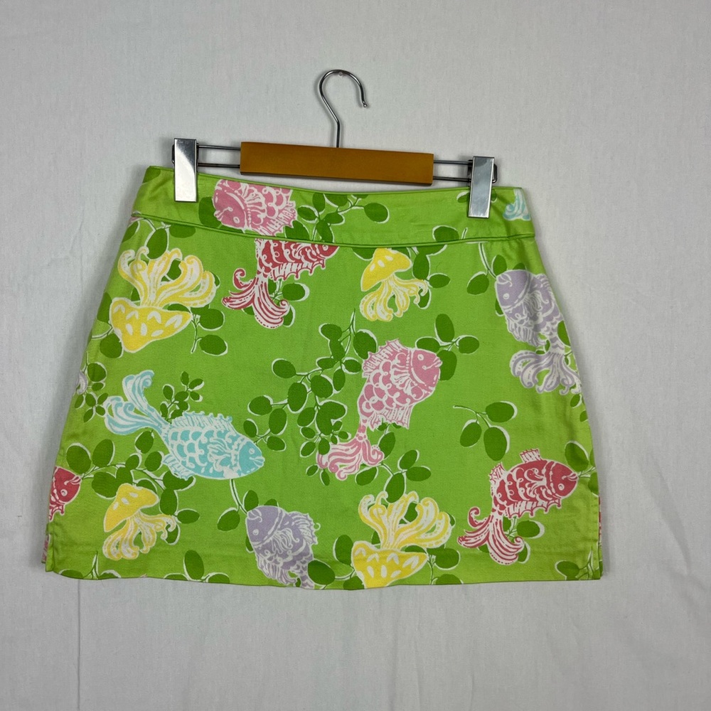 Bamboo Traders Koi Print Lime Green Mini Skort Sz 28